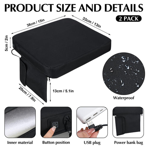 2 Pcs Portable Heated Seat Cushion T388