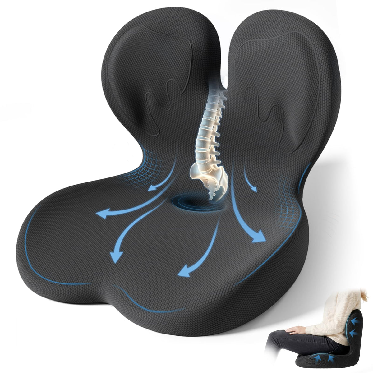 Ergonomic Seat Cushion with Lumbar Support Pillow L510