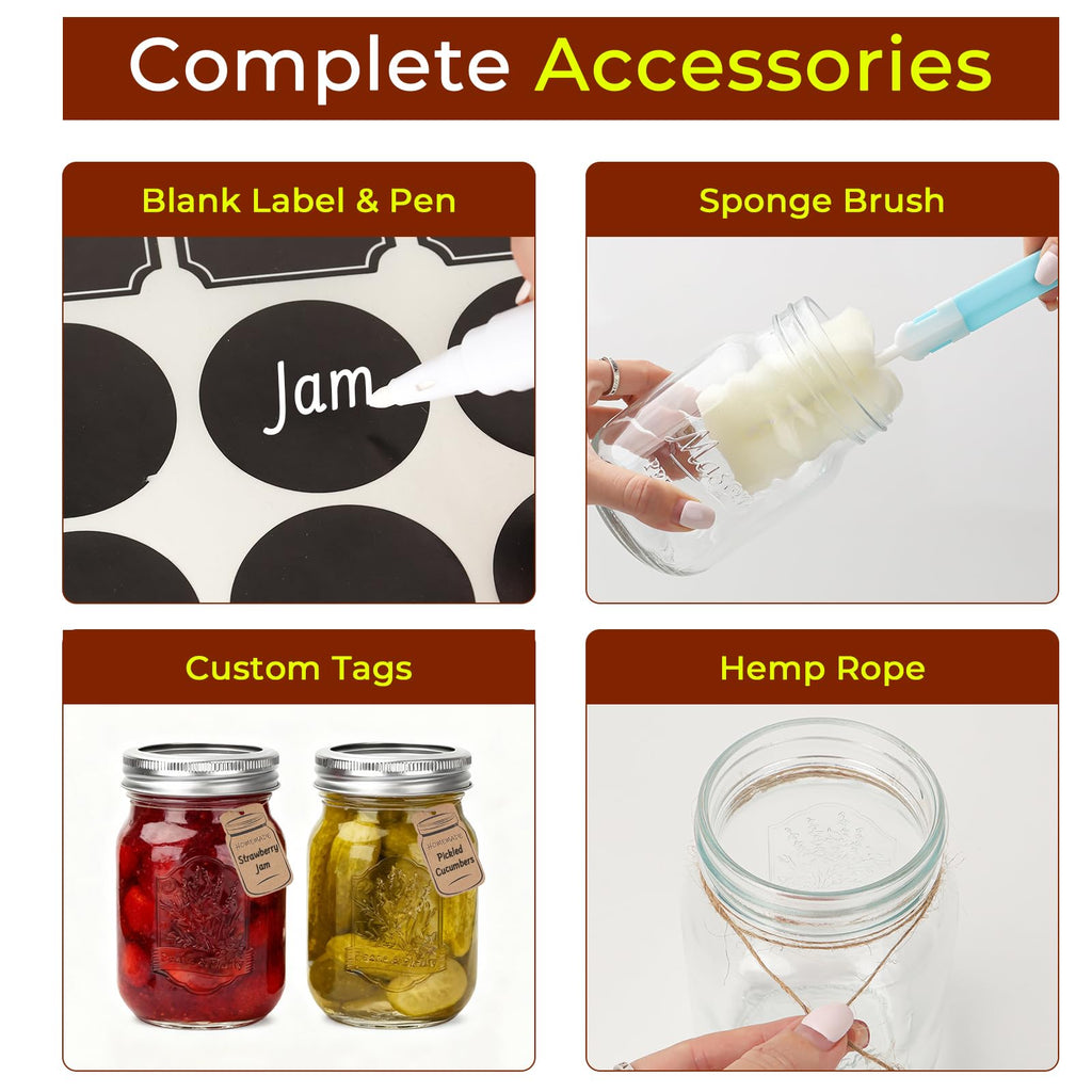 16oz 12 Pack Mason Jars with Airtight Lids E5345