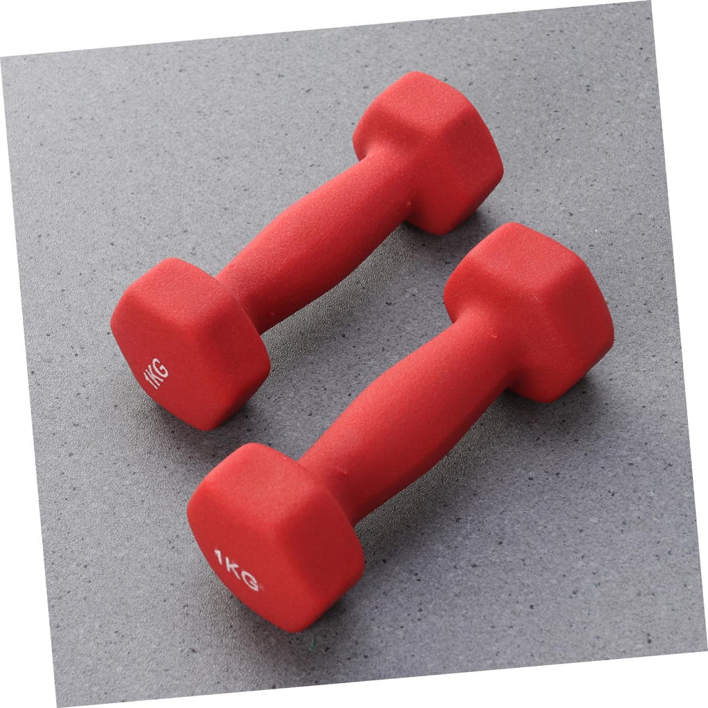 Ergonomic Hexagonal Neoprene Coated Dumbbells Red M3949