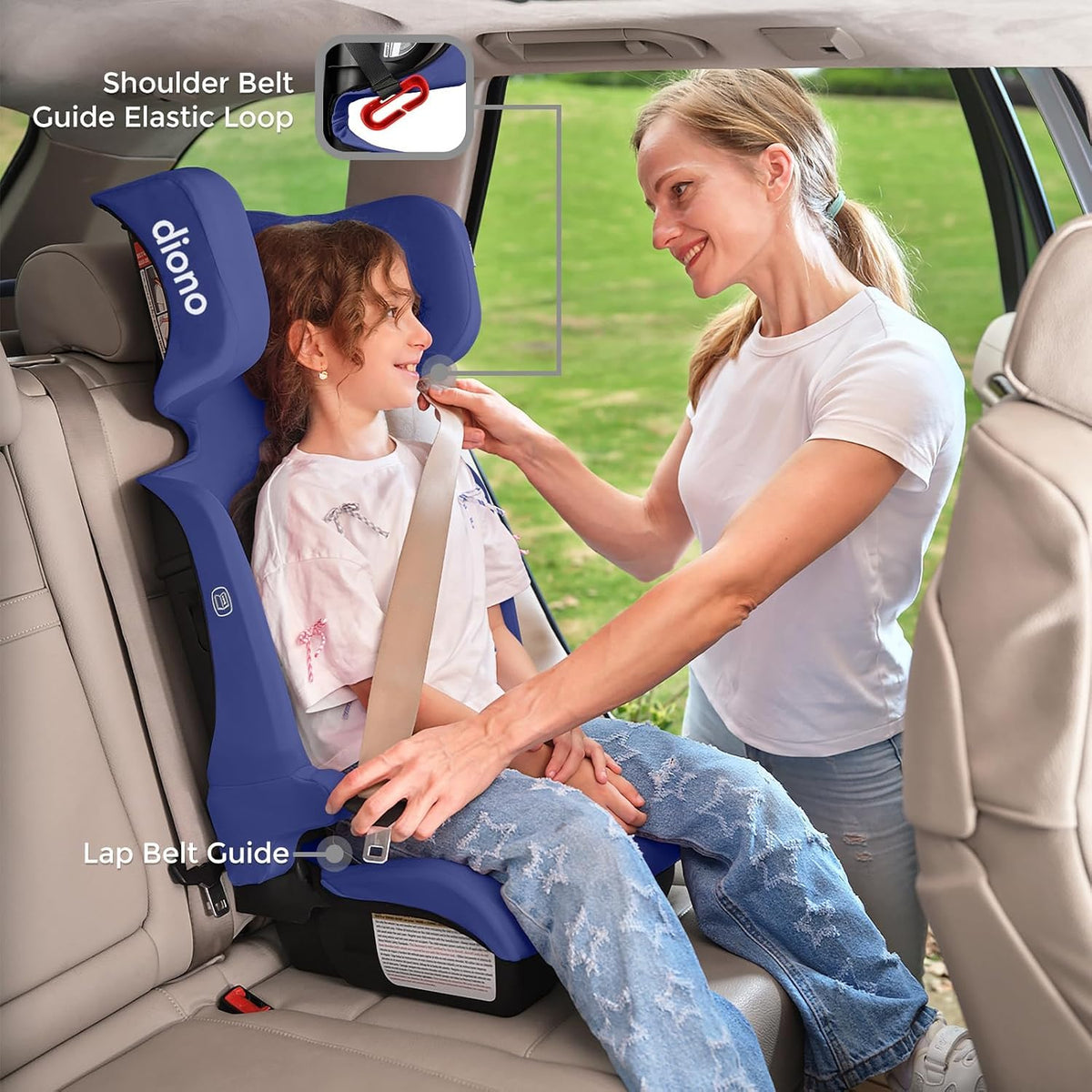 Blue Foldable High Back Booster Seat B6259