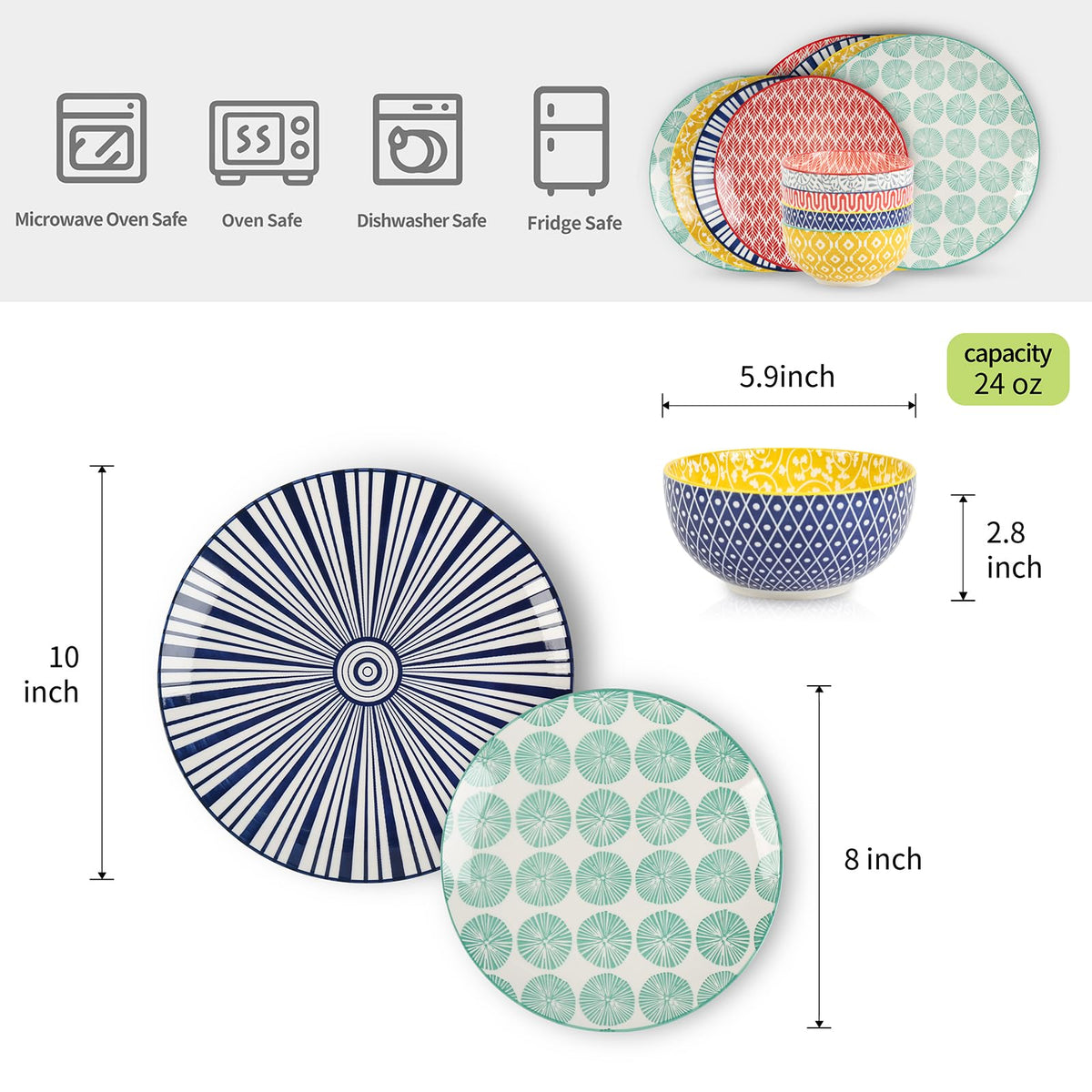 Ceramic 12-Pieces Dinnerware Sets for 4 R58251