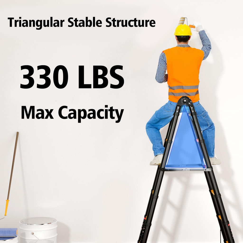 Telescoping Ladder 16.5 FT A Frame 330 lbs Capacity Yellow W270259