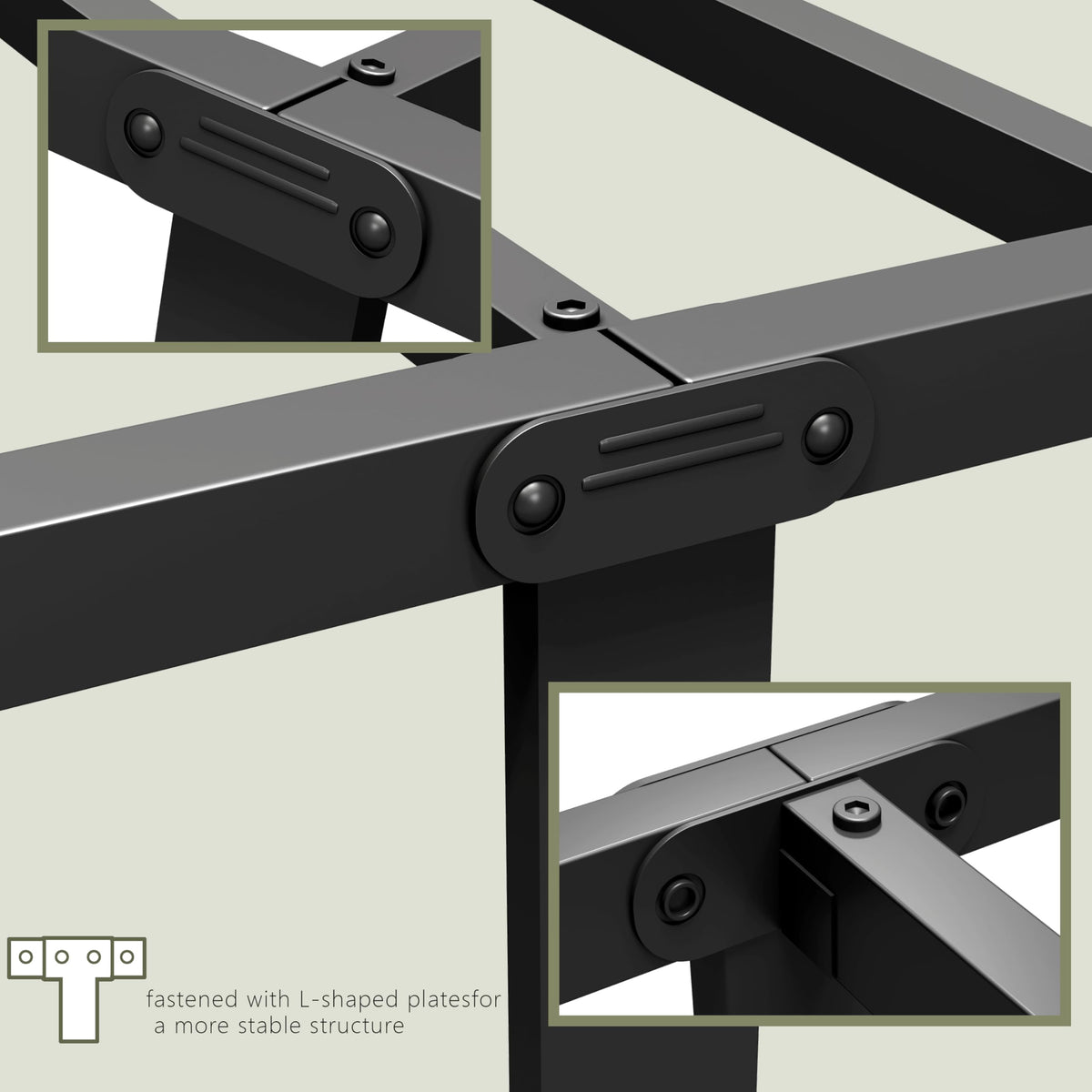 Black Twin Size Metal Bed Frame with Storage Space Y3457