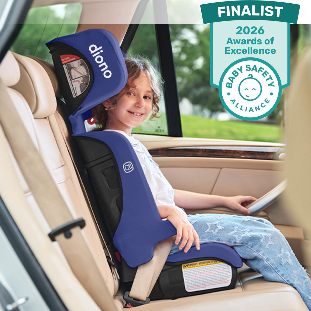 Blue Foldable High Back Booster Seat B6259