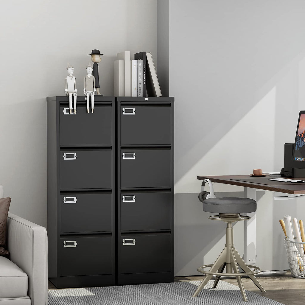 Black 4 Drawer Metal File Cabinet with Lock E401642