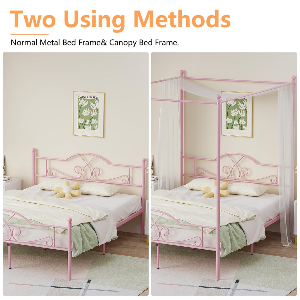 Full Size Canopy Bed Frame with 4 Posters K996