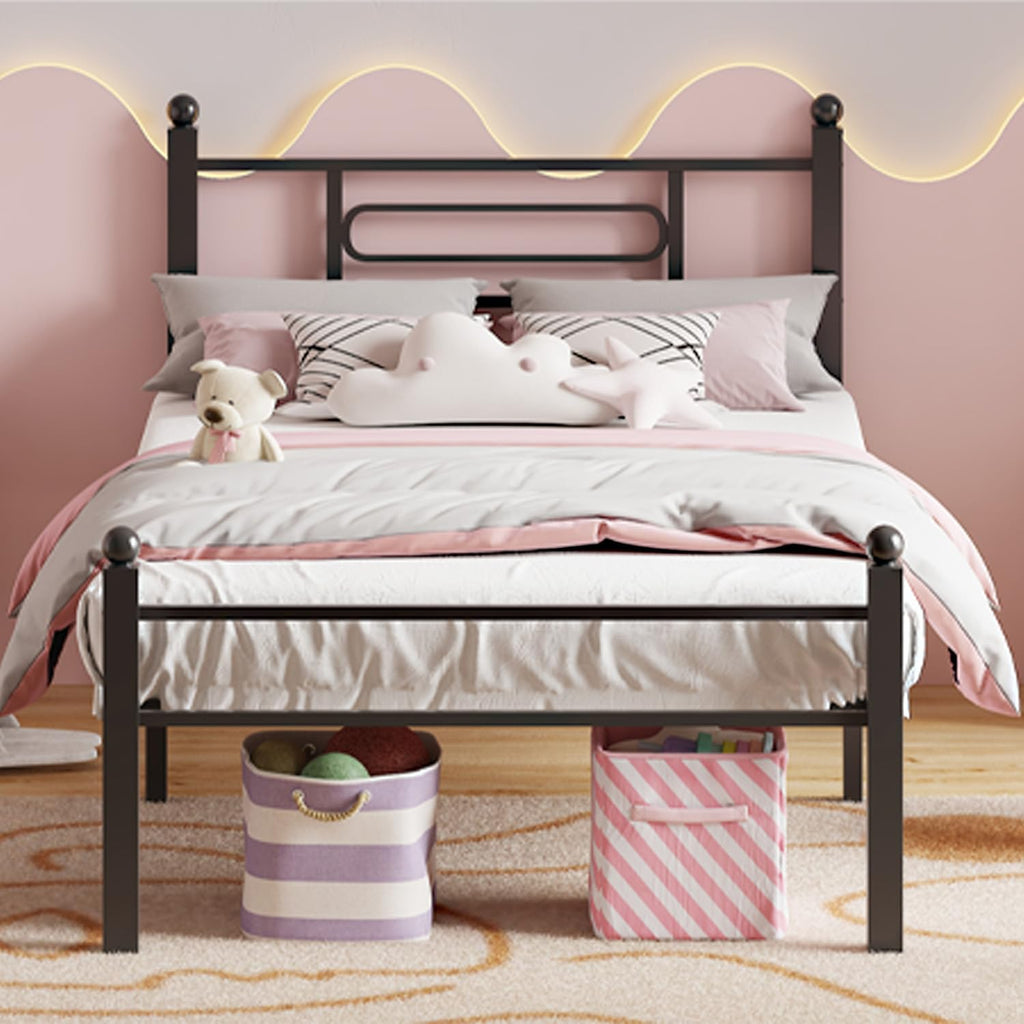 Black Metal Twin Size Bed Frames with Headboard G646612