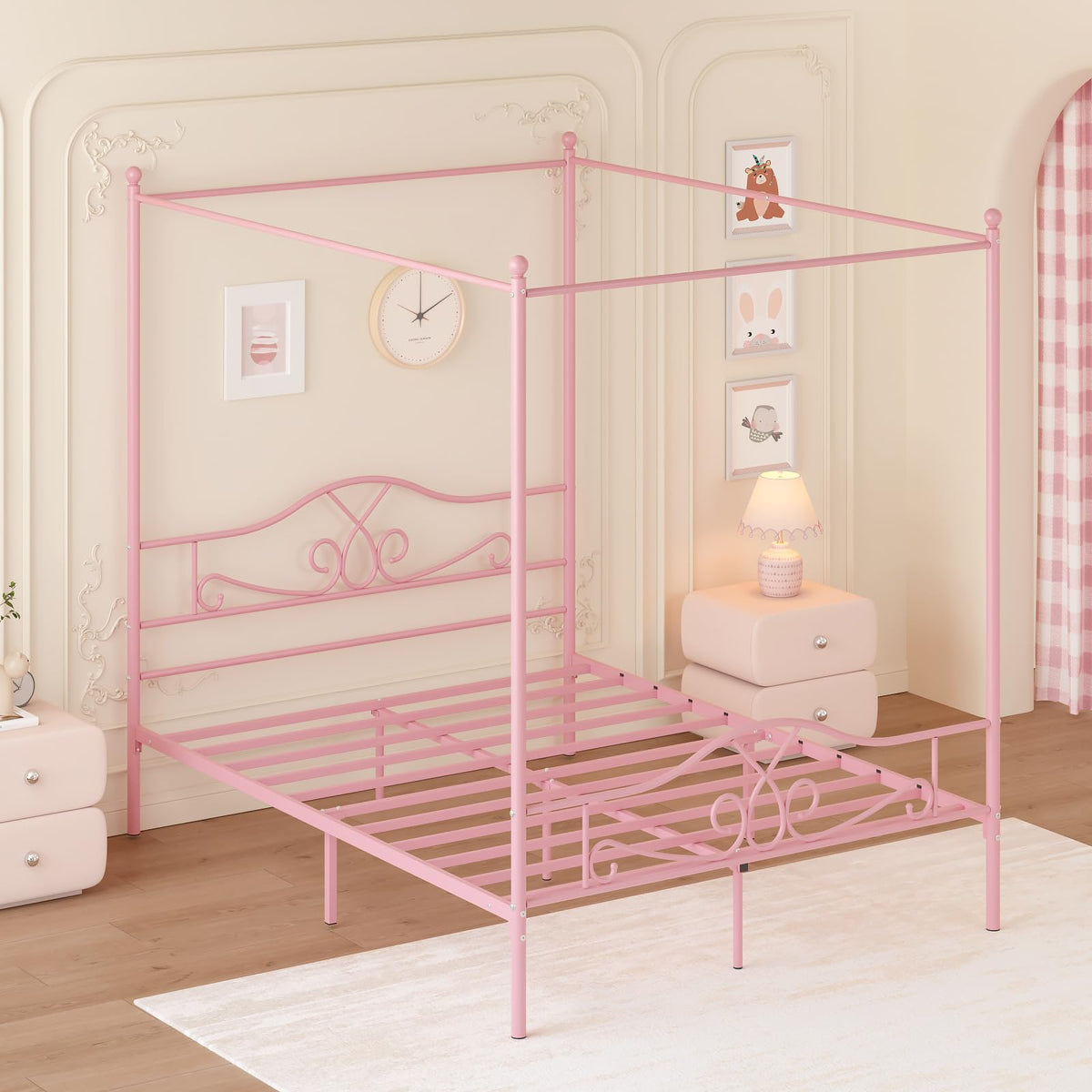 Full Size Canopy Bed Frame with 4 Posters K996