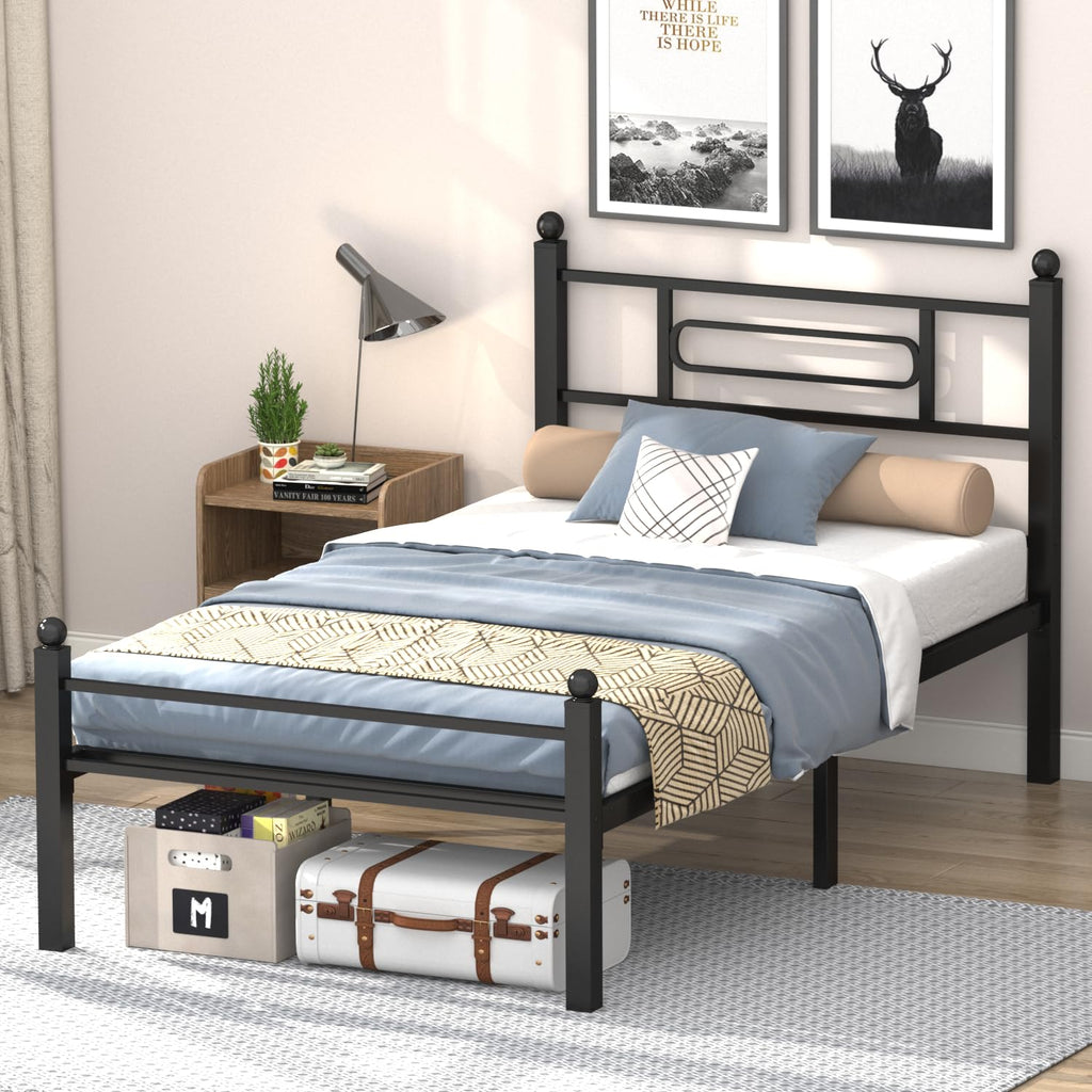 Black Metal Twin Size Bed Frames with Headboard G646612
