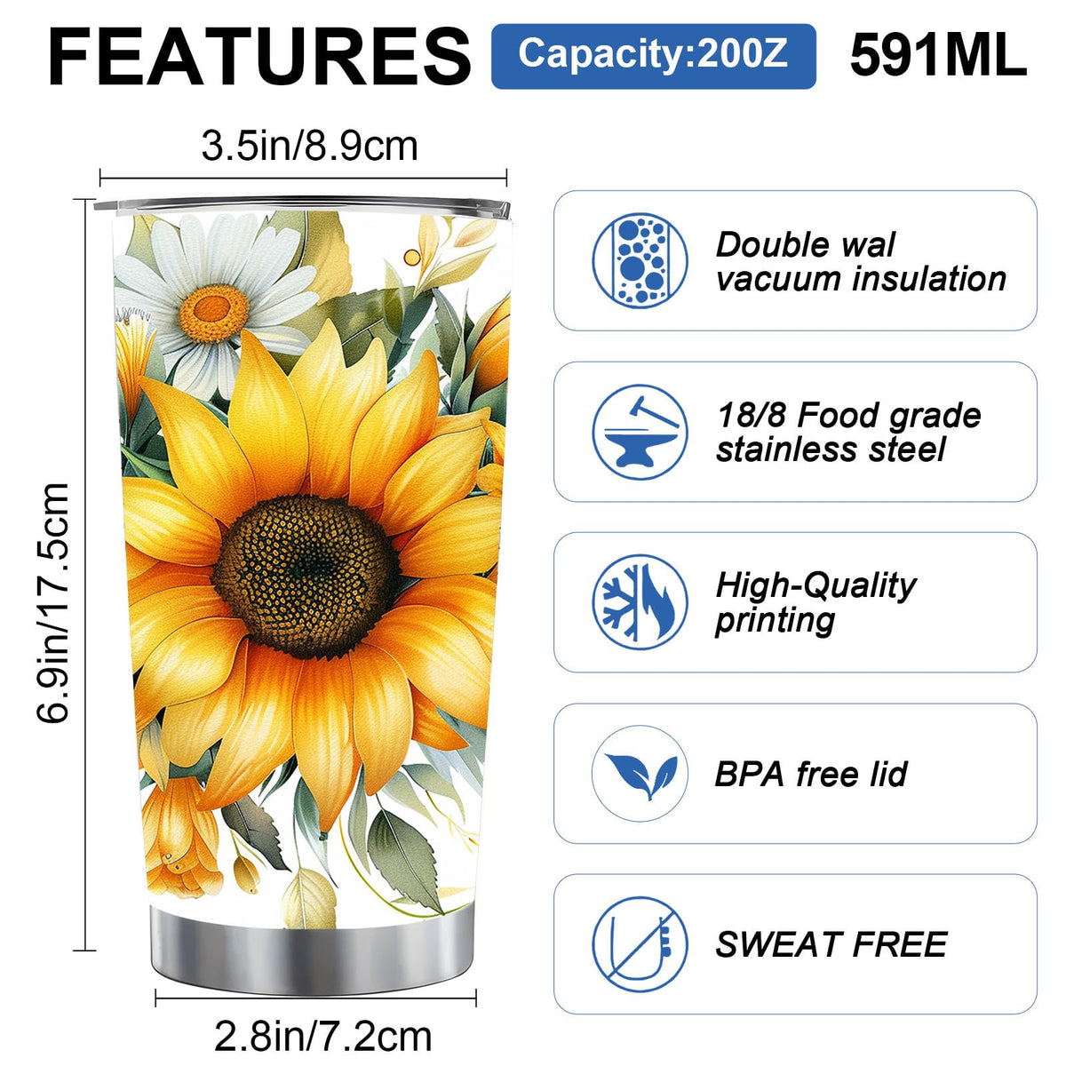 20 oz Sunflower Tumbler Cup N83229
