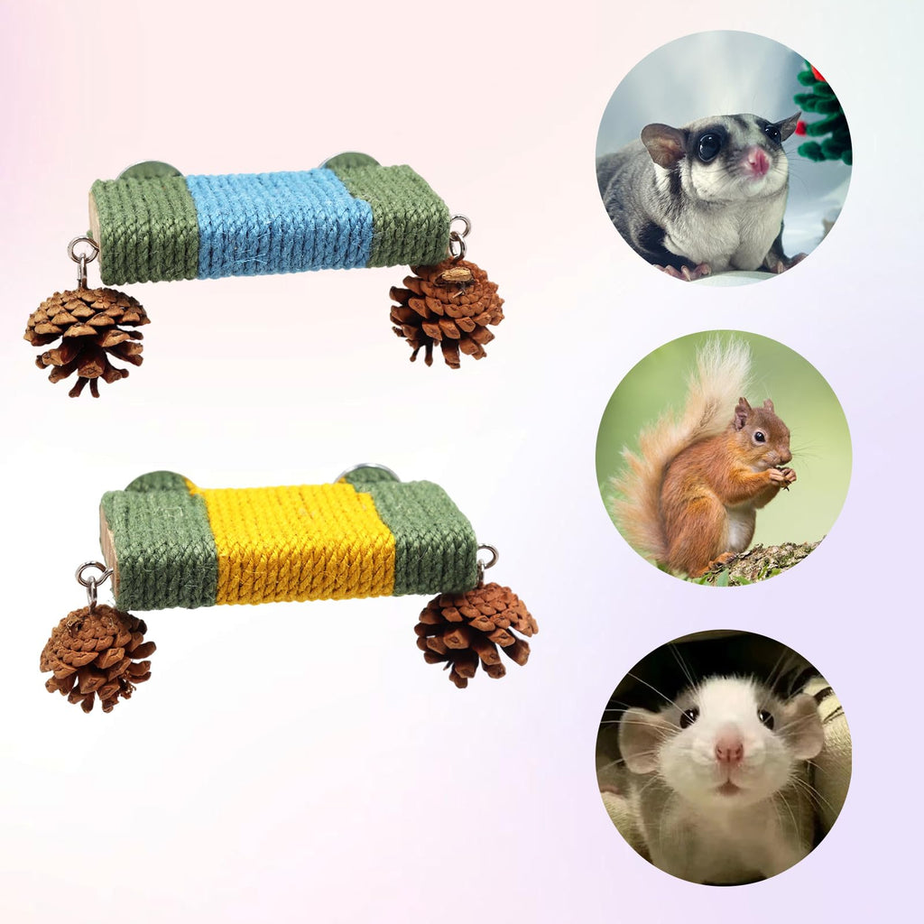 2 Pack Cage Platform with Rope and Pine Cone Decor I392962