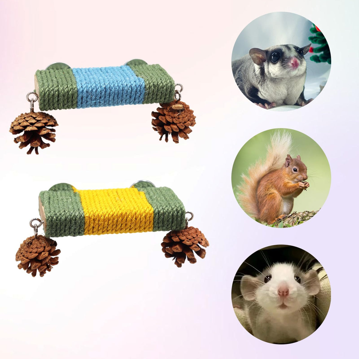 2 Pack Cage Platform with Rope and Pine Cone Decor I392962