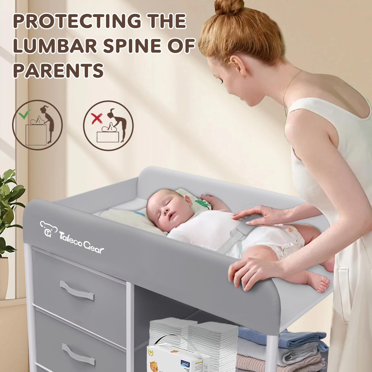 Portable Baby Changing Table with 3 Storage Baskets Q468787