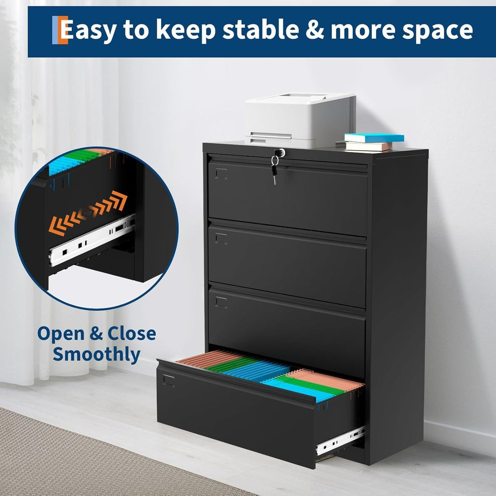 4 Drawer Metal File Cabinet with Lock C1544