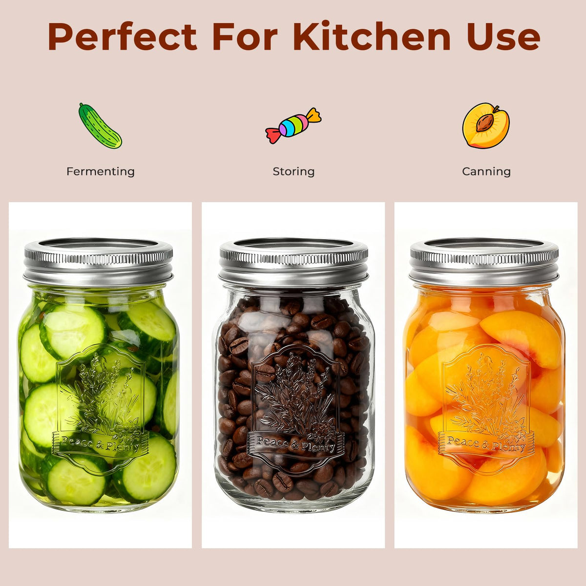 16oz 12 Pack Mason Jars with Airtight Lids E5345