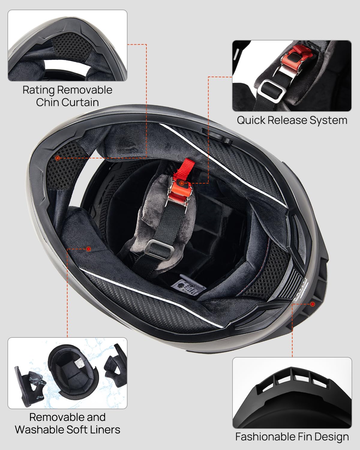 Full Face Motorcycle Helmet DOT Anti-Fog Pinlock P2521