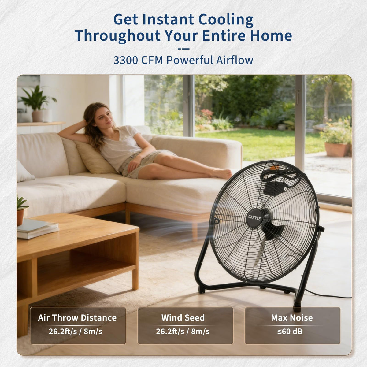 18 Inch 3 Speeds Metal Floor Fan J2228