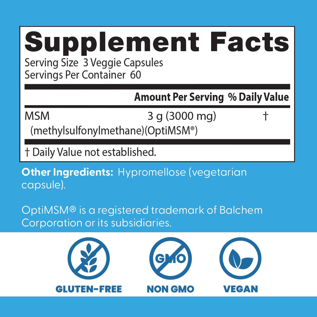 MSM Supplement Capsules 180 Caps Q832