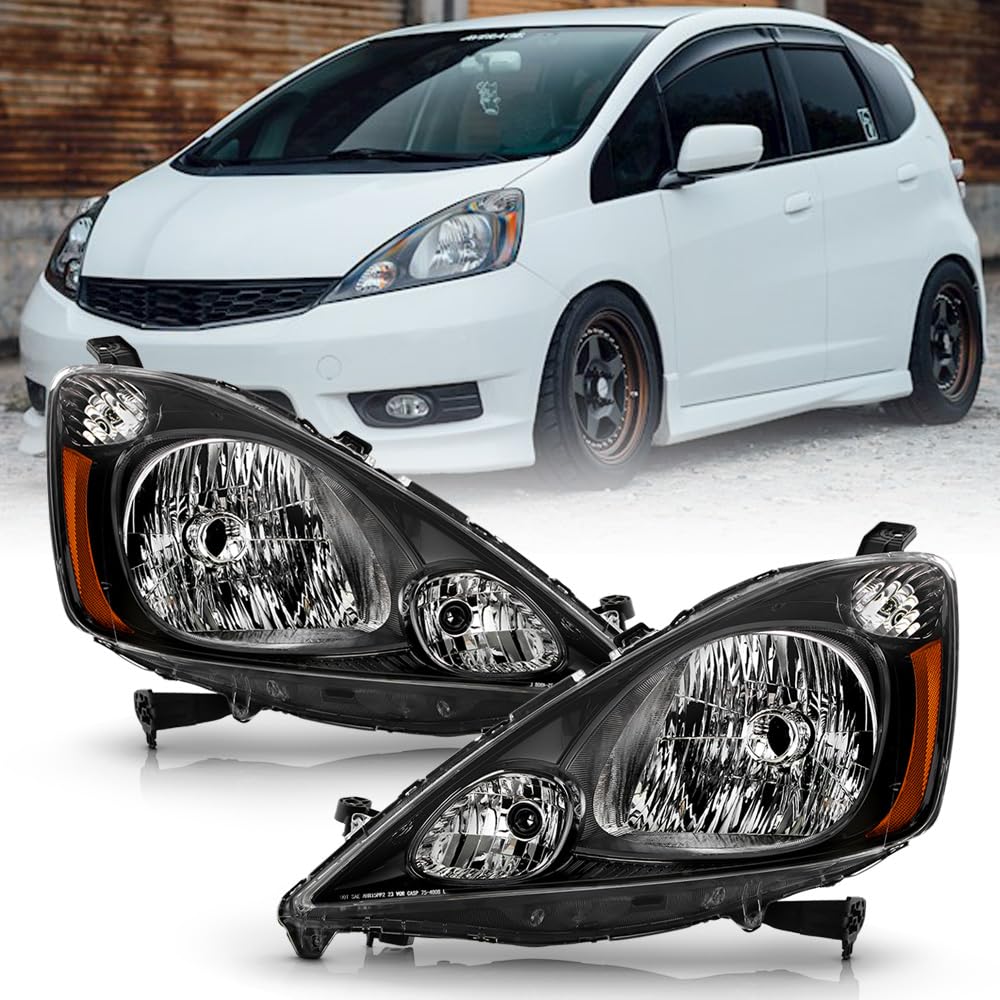 Black Housing Headlights Headlamps Pair Set K18140