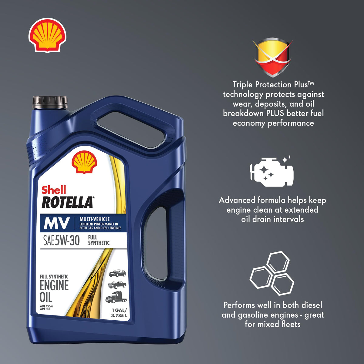 Full Synthetic 5W-30 Diesel Engine Oil, 1 Gallon (3 Pack) L5802