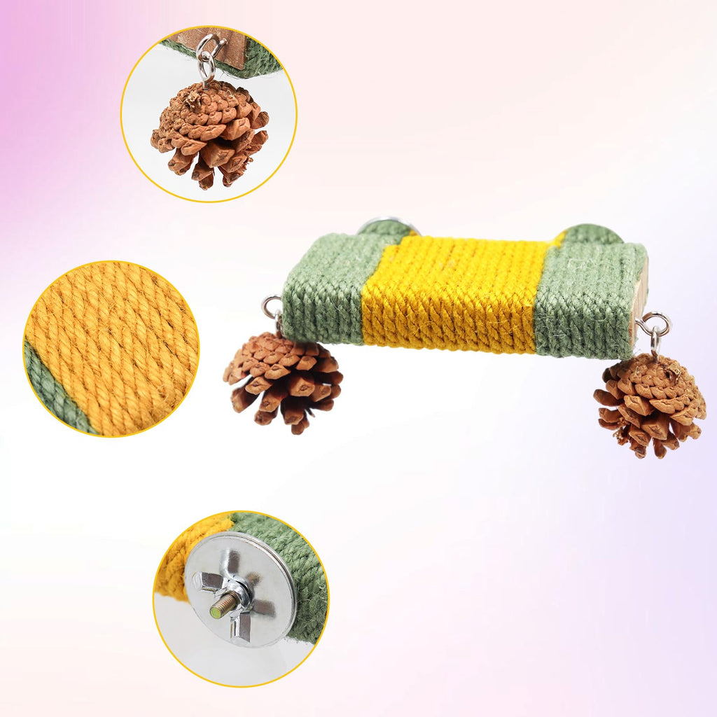 2 Pack Cage Platform with Rope and Pine Cone Decor I392962