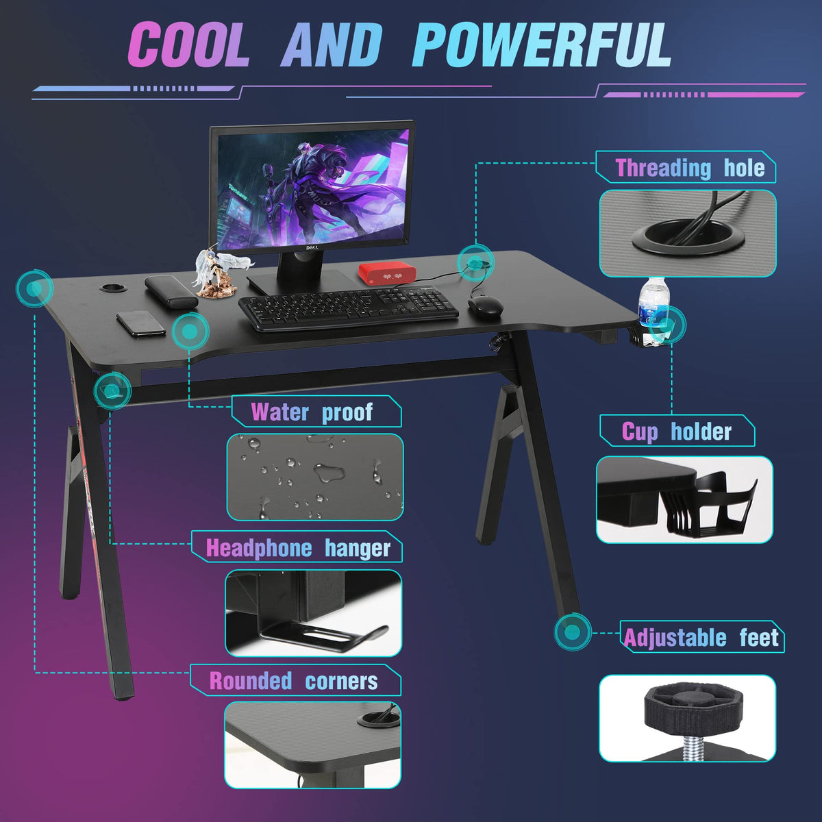 47 Inch Red Gaming Desk with Mouse Pad B8367