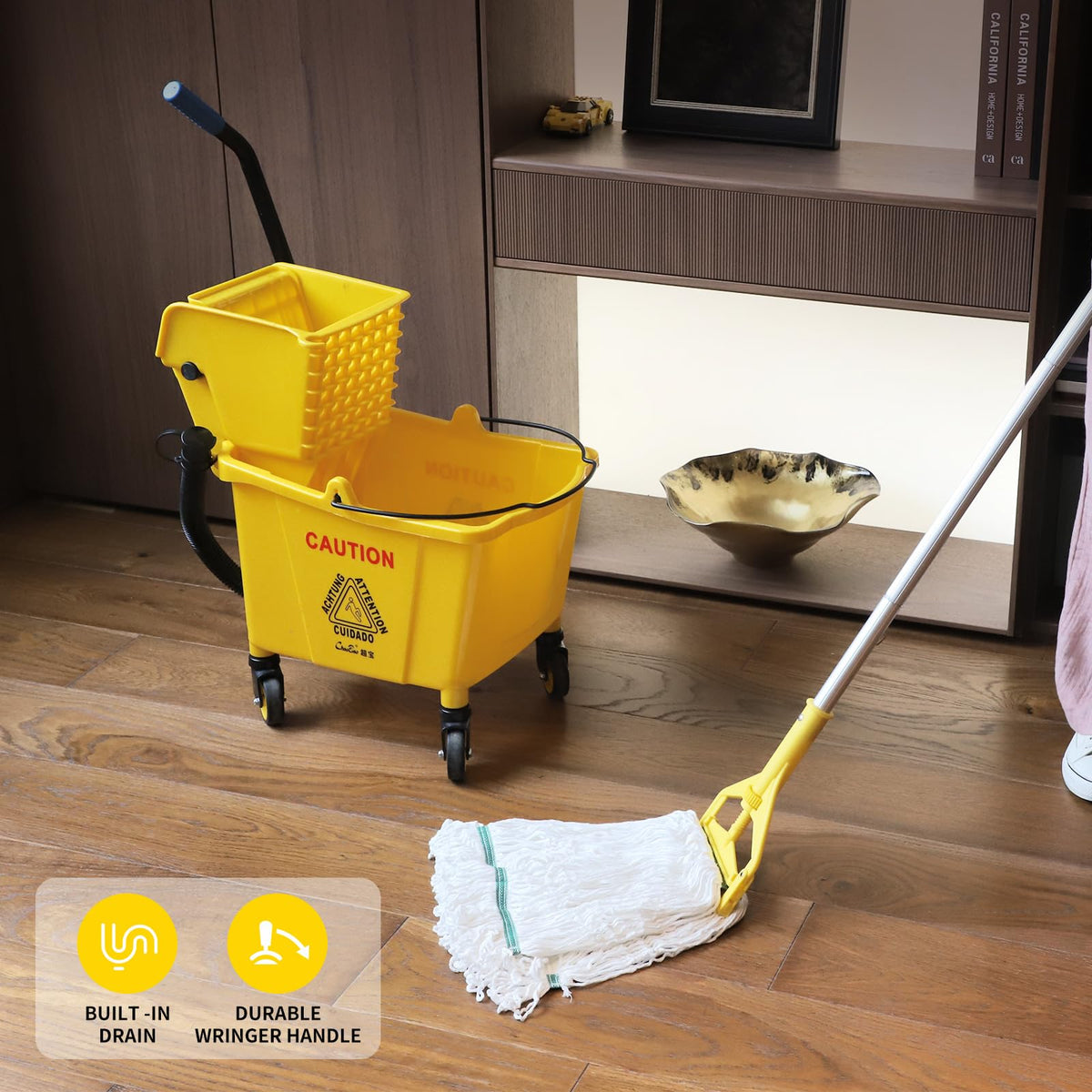 35Qt Mop Bucket with Wringer and Drain Hose L4627