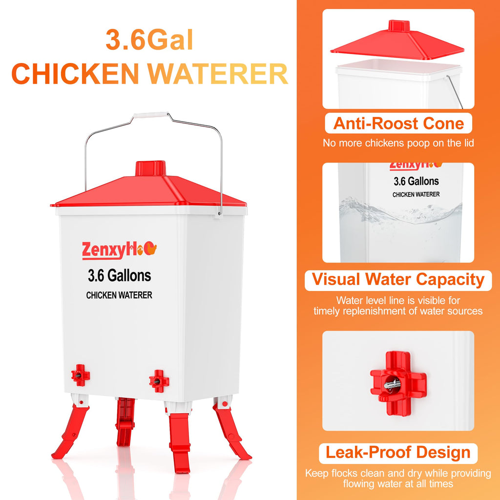 3.6 Gal Chicken Waterer with 4 Water Nipples B5064