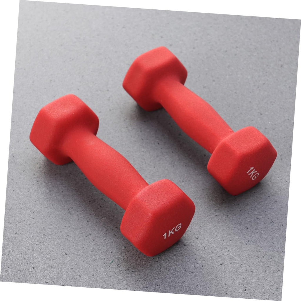 Ergonomic Hexagonal Neoprene Coated Dumbbells Red M3949