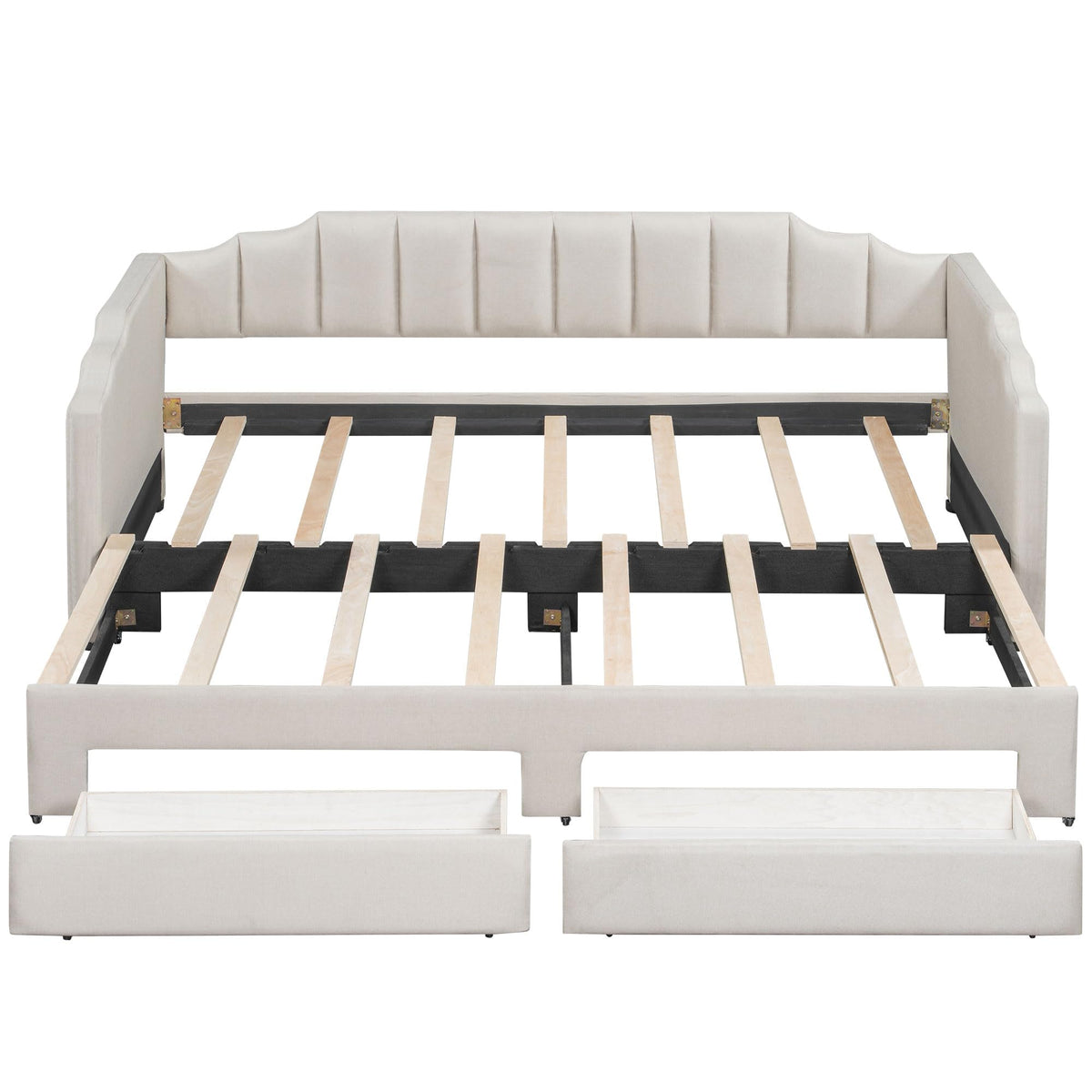 Twin XL Upholstered Daybed with Trundle and 2 Drawers J396953