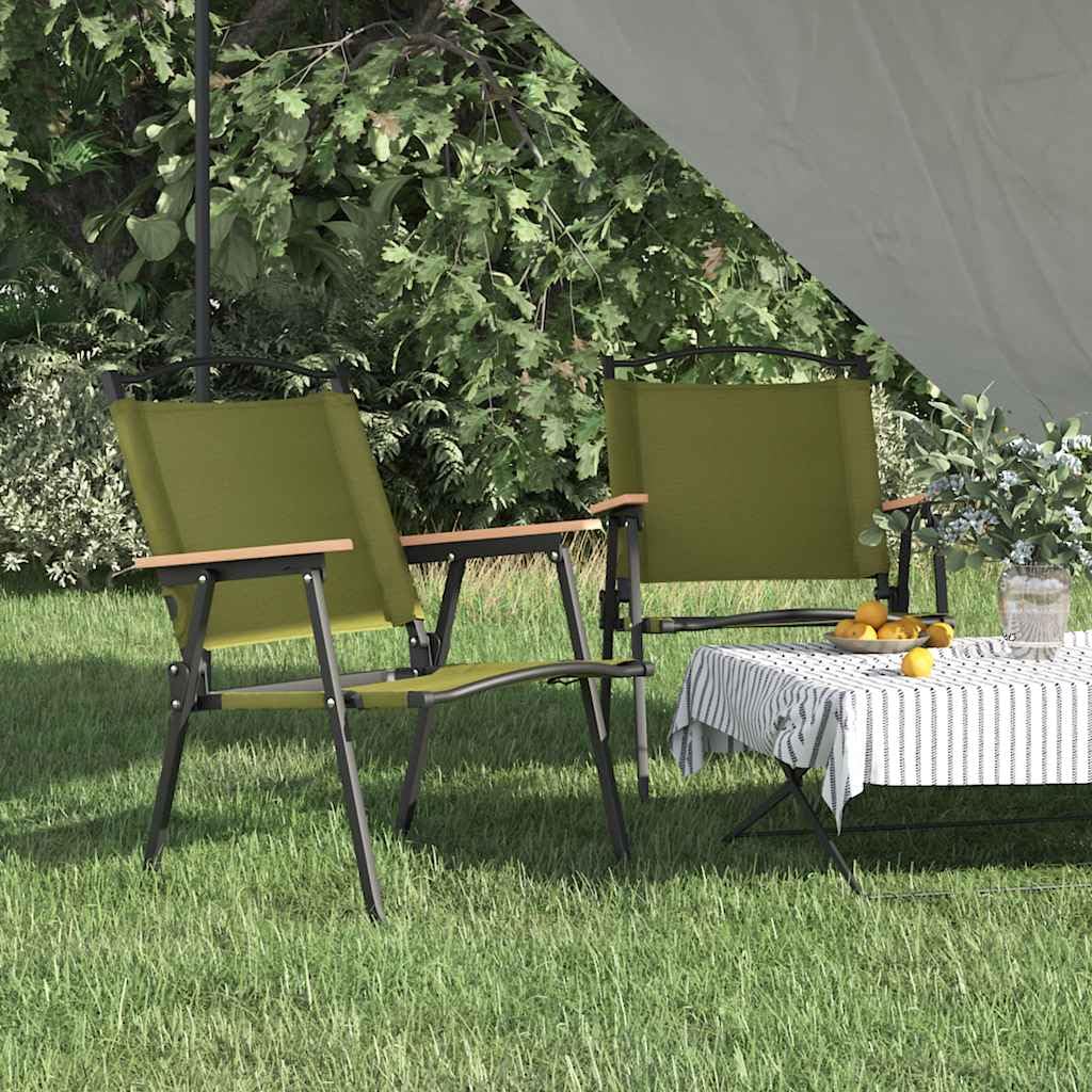 Camping Chairs 2 pcs Green Oxford Fabric Folding E898156
