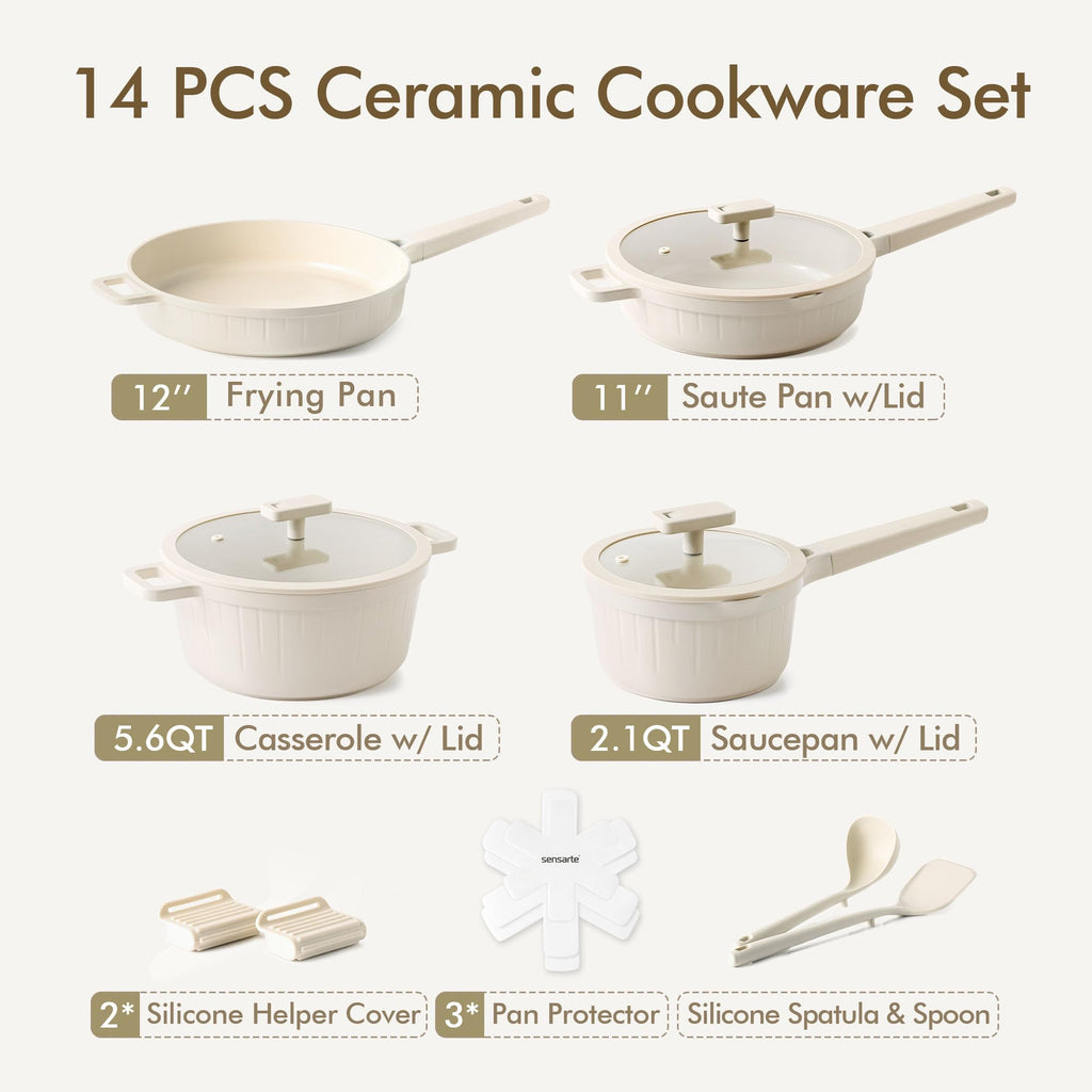 14 Pc Non Stick Ceramic Cookware Set O783