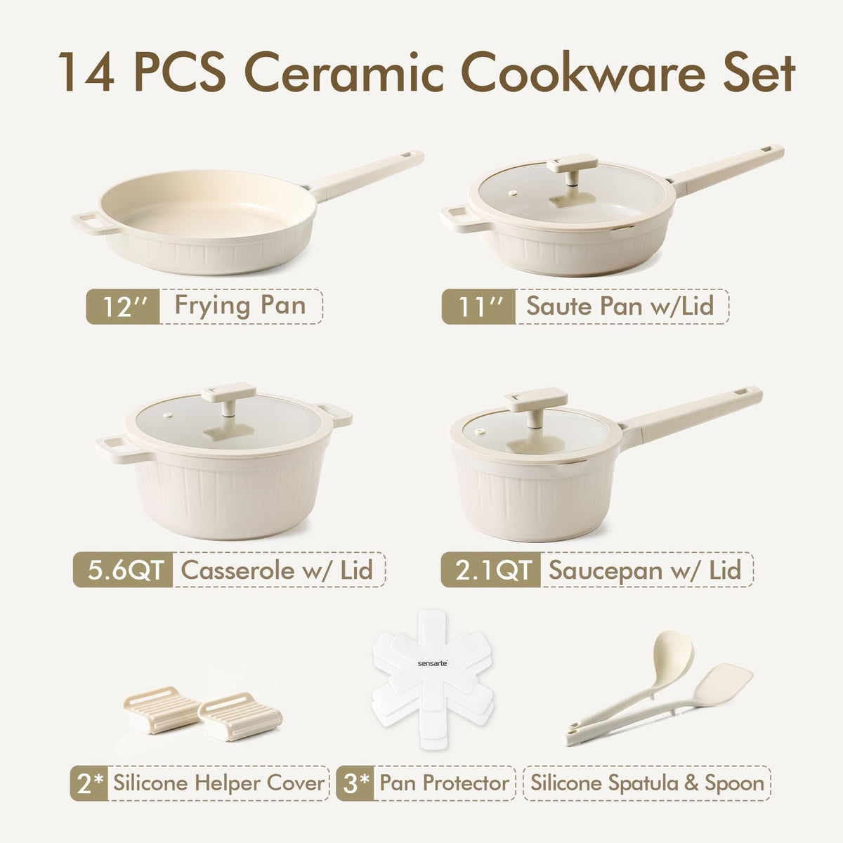 14 Pc Non Stick Ceramic Cookware Set O783