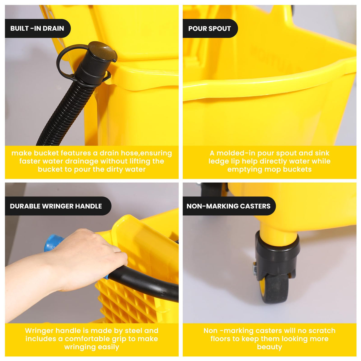 35Qt Mop Bucket with Wringer and Drain Hose L4627