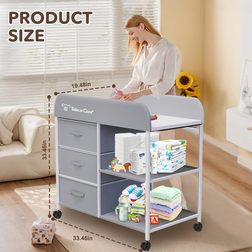 Portable Baby Changing Table with 3 Storage Baskets Q468787