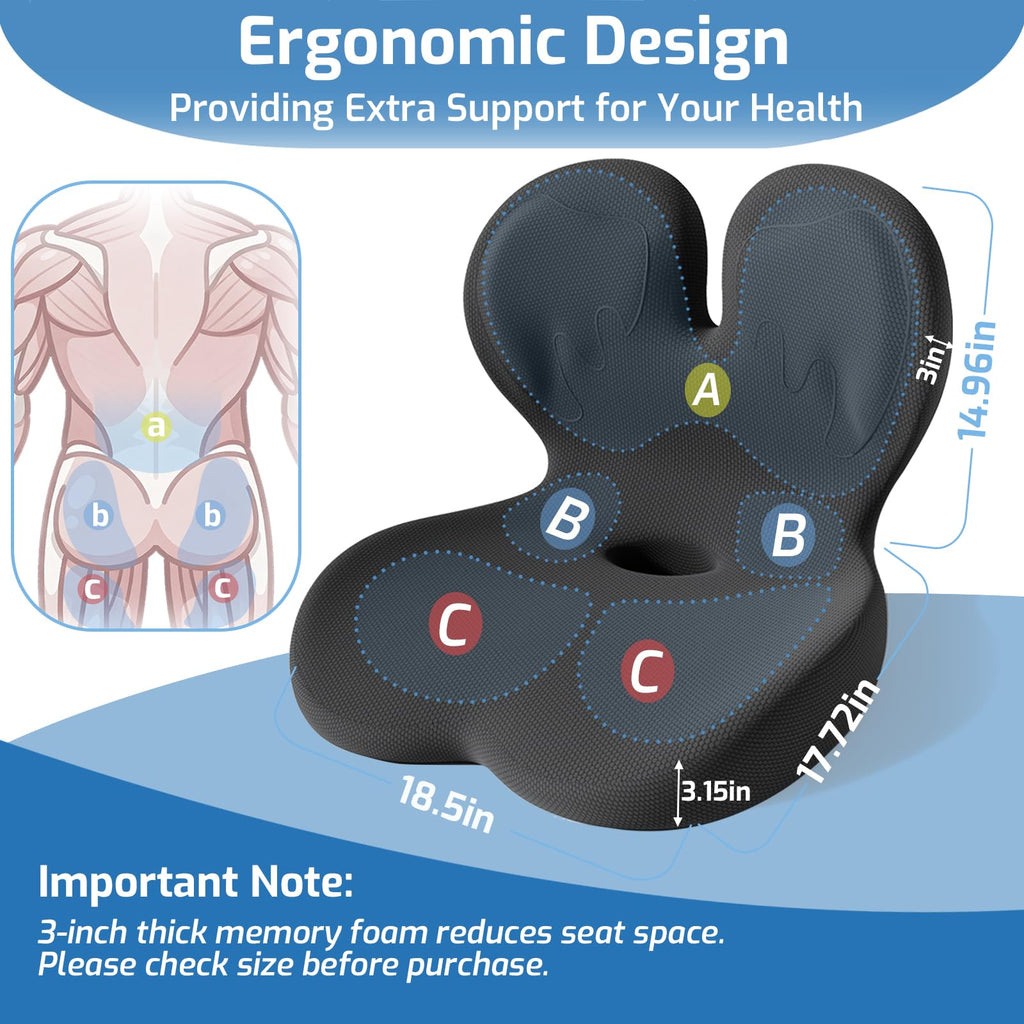 Ergonomic Seat Cushion with Lumbar Support Pillow L510