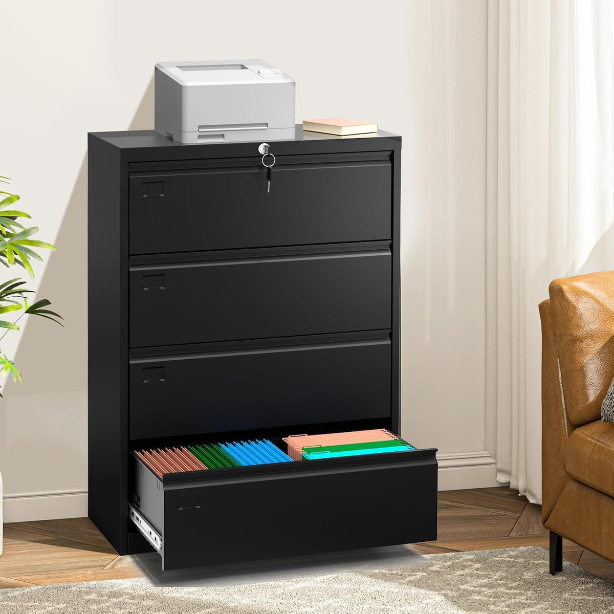 4 Drawer Metal File Cabinet with Lock C1544