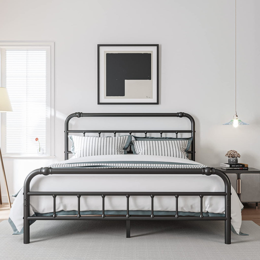 Full Size Metal Bed Frame with Iron Headboard R9641