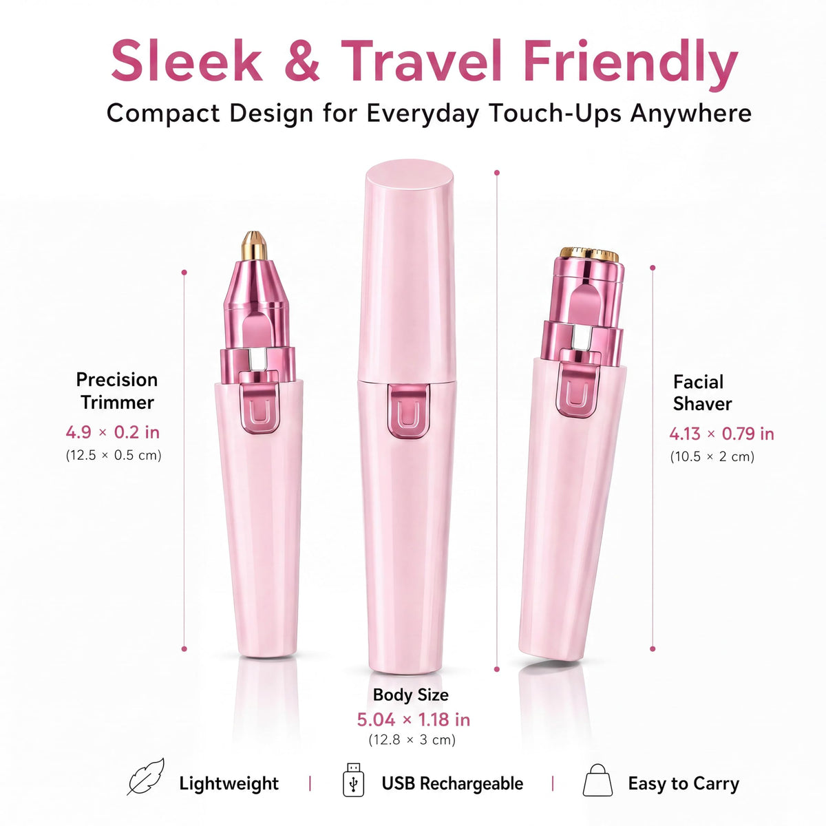 Pink USB Rechargeable Facial Hair Remover N844184