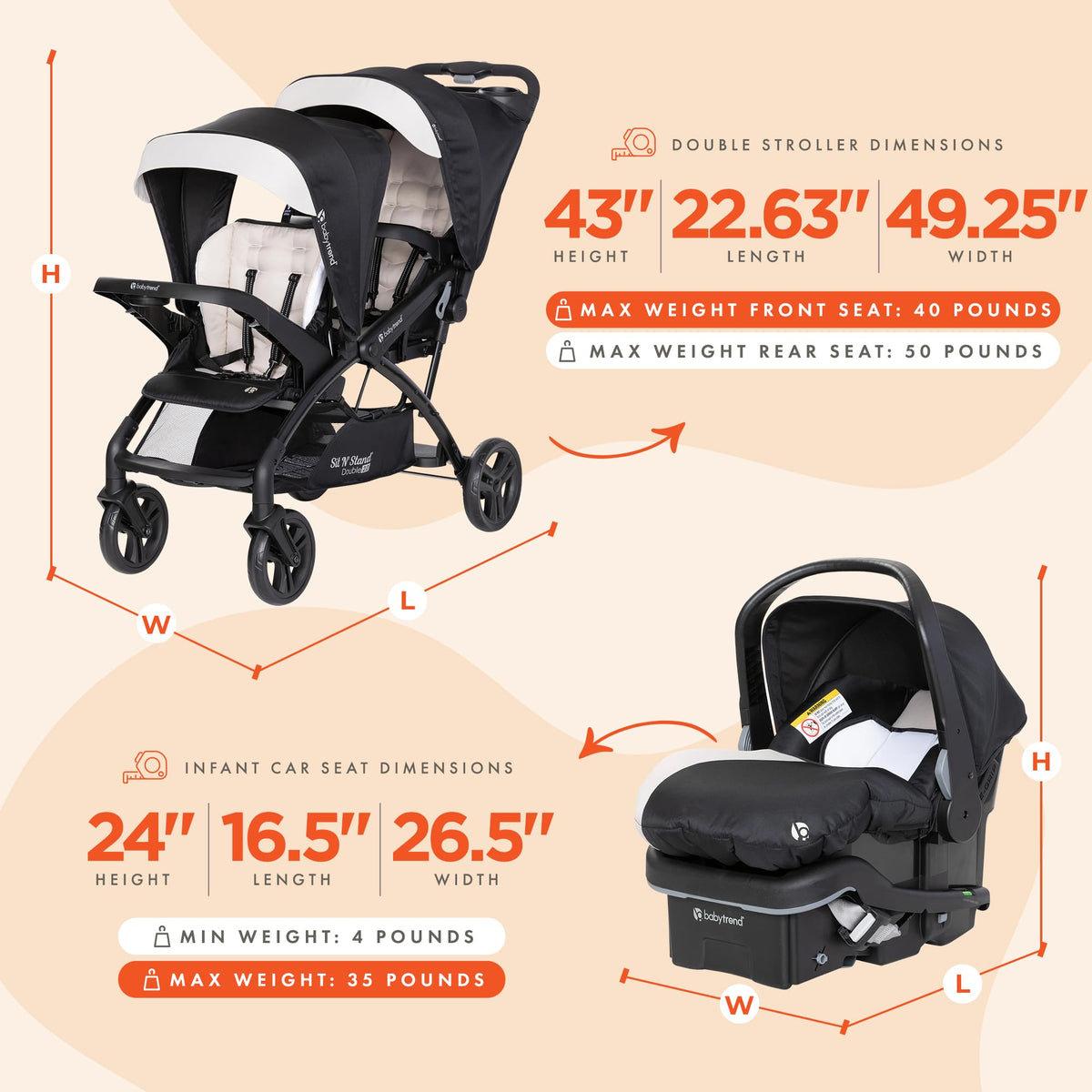 Double Stroller & Car Seat E1614
