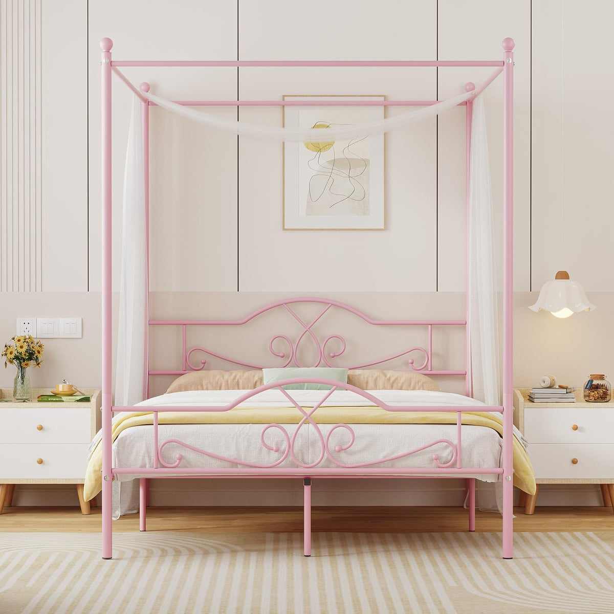 Full Size Canopy Bed Frame with 4 Posters K996