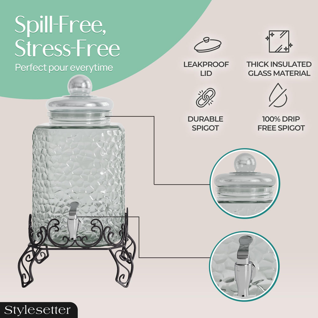 Glass Beverage Dispenser with Stand 2.5 Gal S218