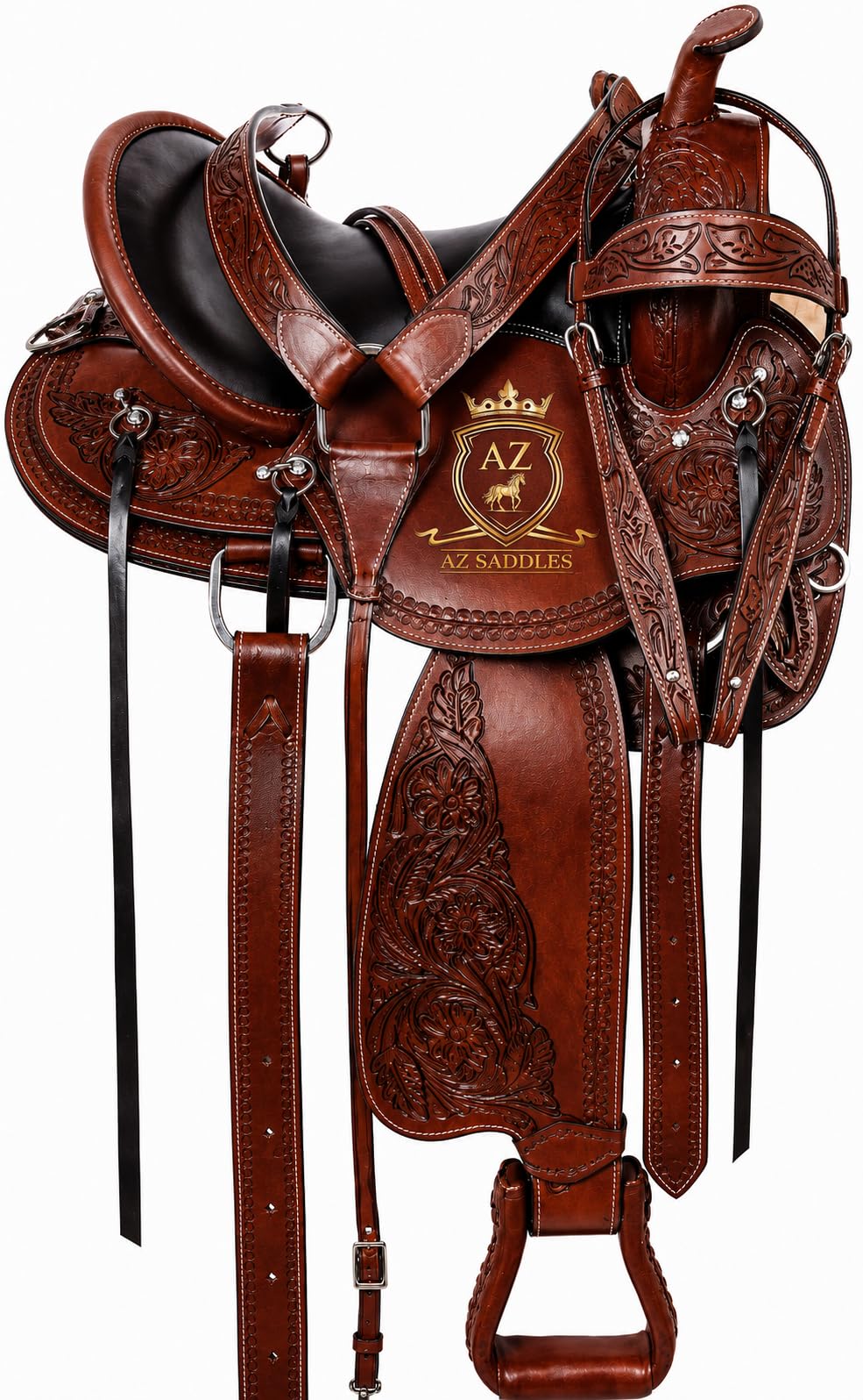 Leather Western Trail Saddle Set L294
