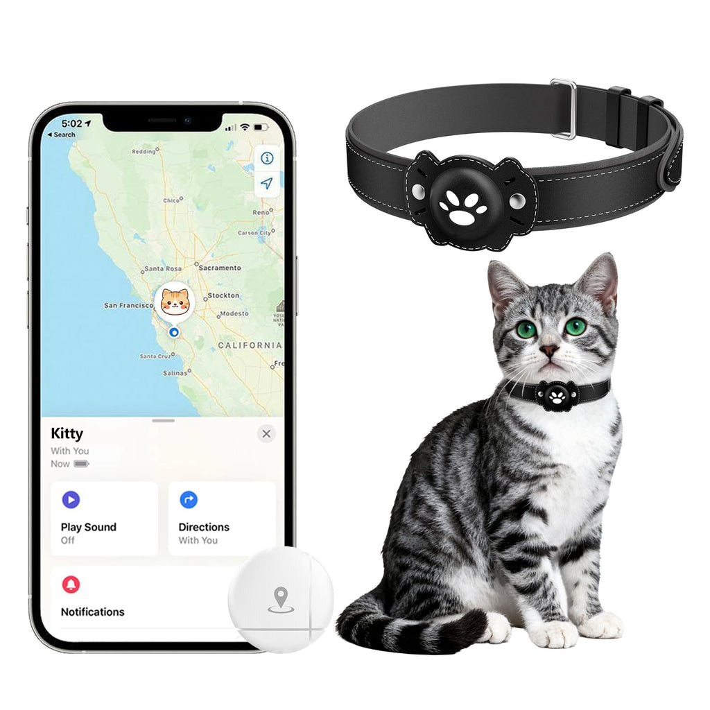 GPS Cat Collar Tracker, Waterproof, Black C7715