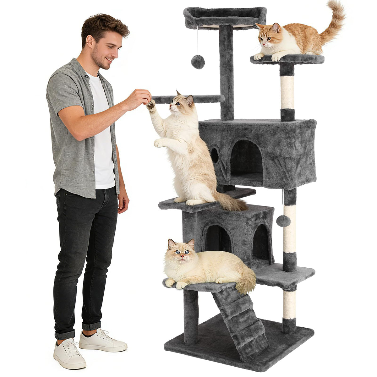 70 Inches Navy Blue Cat Tree N6918