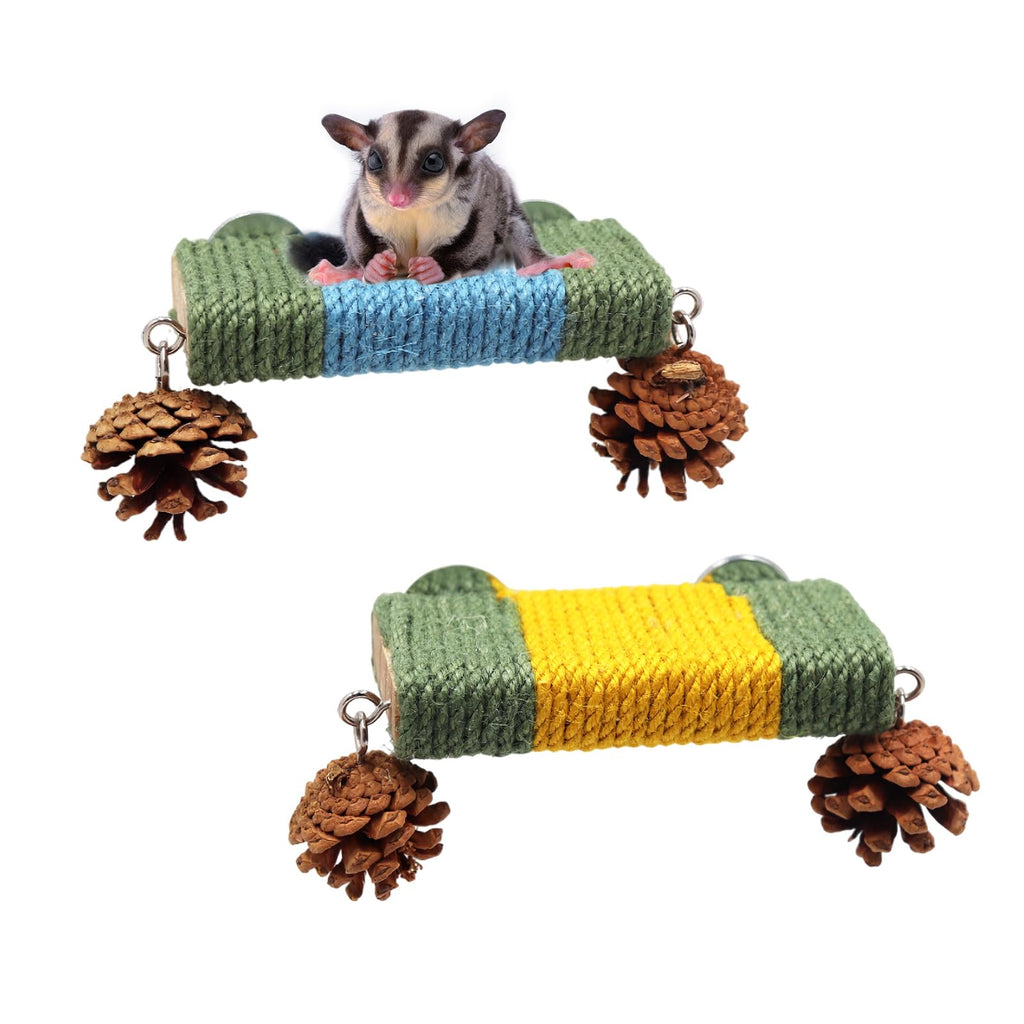 2 Pack Cage Platform with Rope and Pine Cone Decor I392962