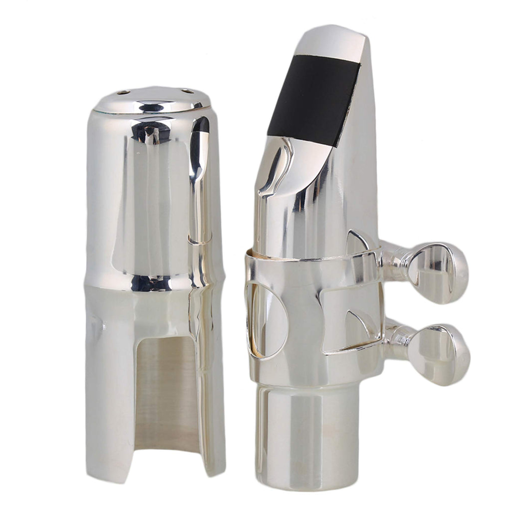 Silver Brass Alto Saxophone Mouthpiece with Cap Ligature C99636