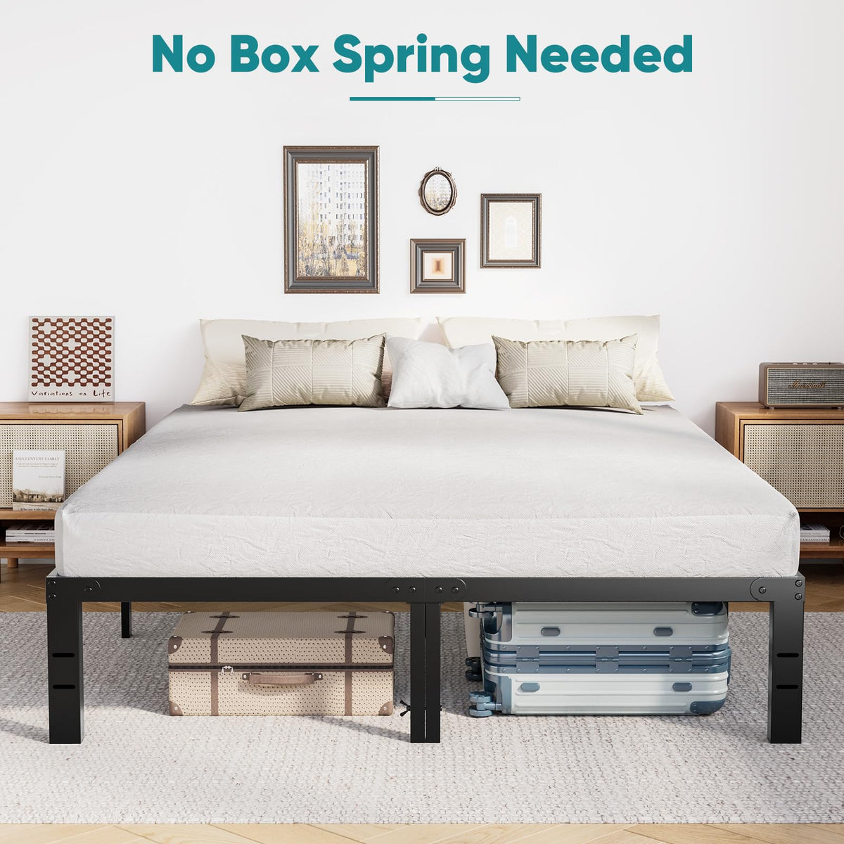 Queen 18 Inch Metal Platform Bed Frame W212