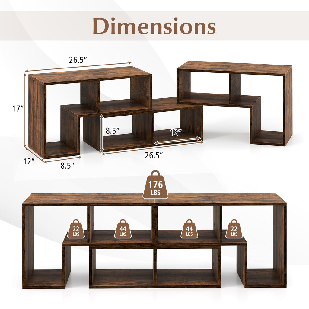 Brown 3-Piece TV Stand with Storage Cubes M3239